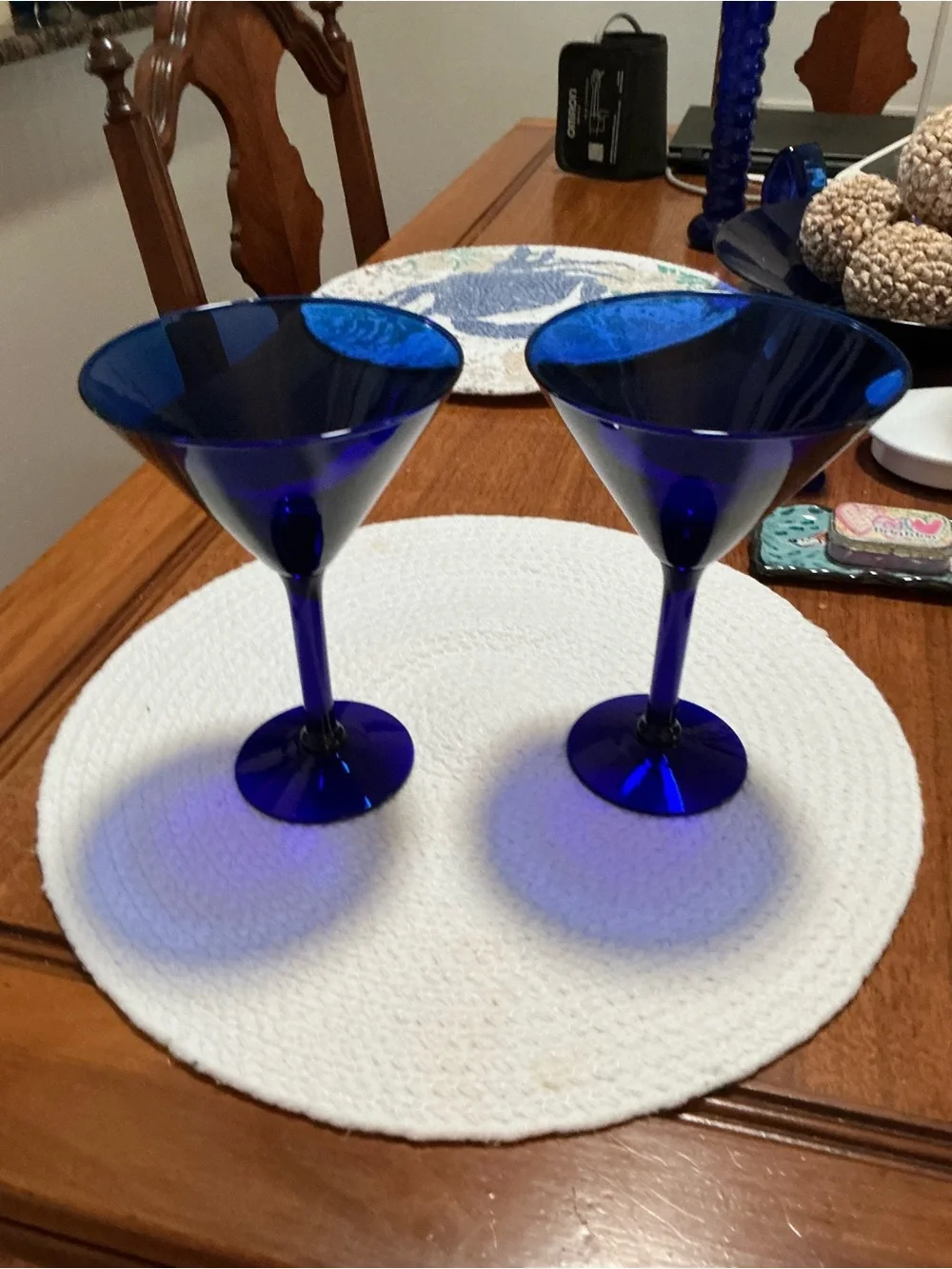 Cobalt Blue Glass Martini Coupes - Elegant Home Dining Stemware